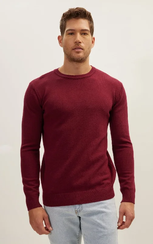 Classic Crew Neck Sweater - Burgundy