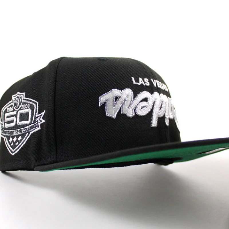 Las Vegas Raiders 50TH Anniversary New Era 59Fifty Fitted Hat (Black Green Under Brim)