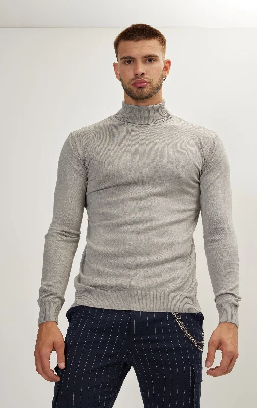 Rollneck Knit Sweater - Grey