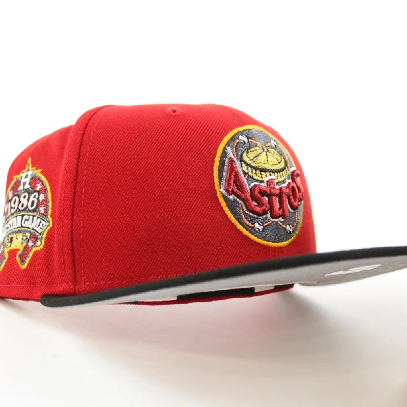 Houston Astros 1986 All Star Game New Era 59Fifty Fitted Hat (Scarlet Red Black Gray Under Brim)