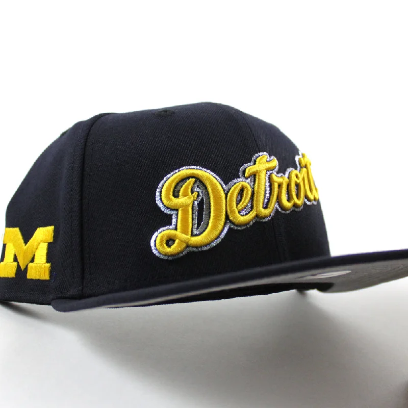 Detroit Tigers x Michigan Wolverines Michigan Patch New Era 59Fifty Fitted Hat (Navy Gray Under Brim)