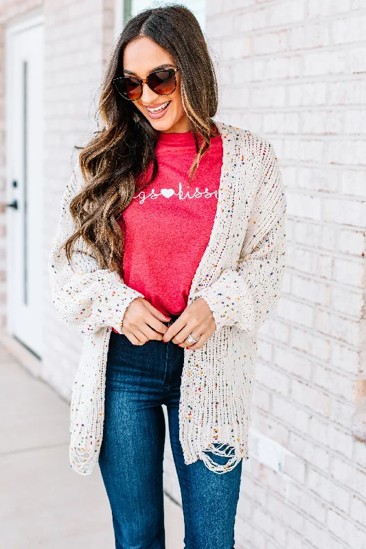 Top Of The List Ivory White Confetti Cardigan