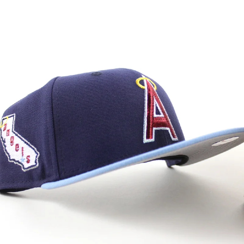 California Angels Angels Patch New Era 59Fifty Fitted Hat (Navy Blue Sky Blue Gray UNDER BRIM)