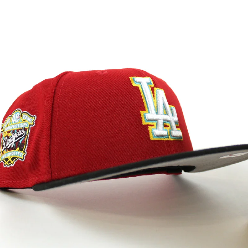 Los Angeles Dodgers 40th Anniversary New Era 59Fifty Fitted Hat (Scarlet Black Gray Under Brim)