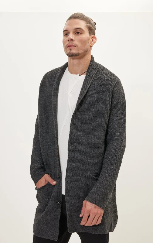 Classic Minimalist Shawl Cardigan - Anthracite