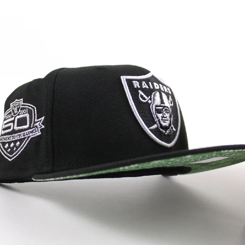 Las Vegas Raiders 50th Anniversary New Era 59Fifty Fitted Hat (Black Green Paisley Under Brim)