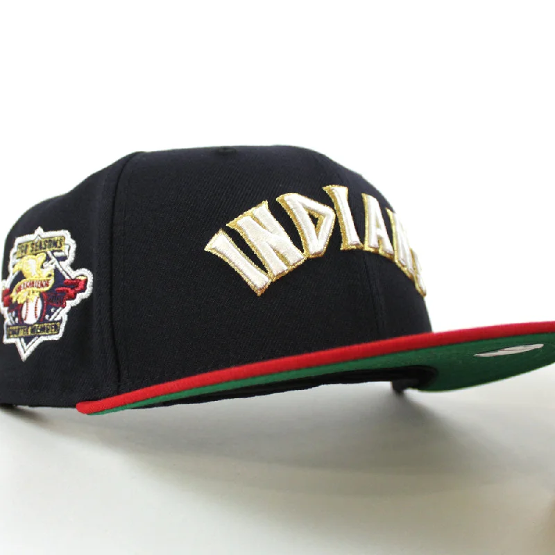 Cleveland Indians 100 Seasons New Era 59Fifty Fitted Hat (Navy Scarlet Red Green Under Brim)