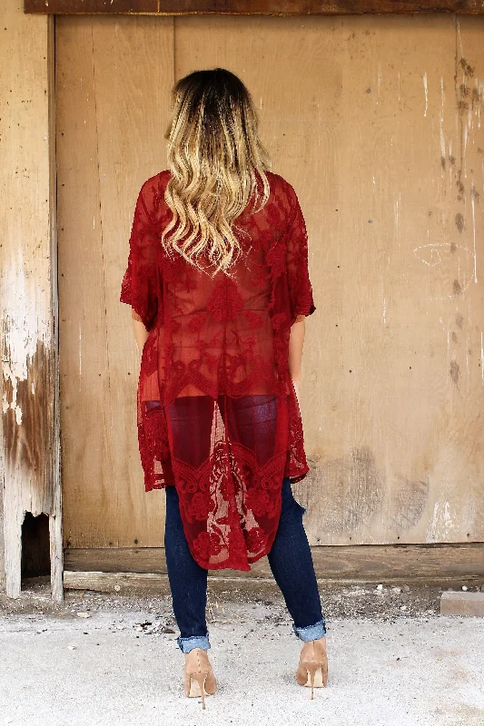 Hi-Lo Hem Lace Kimono