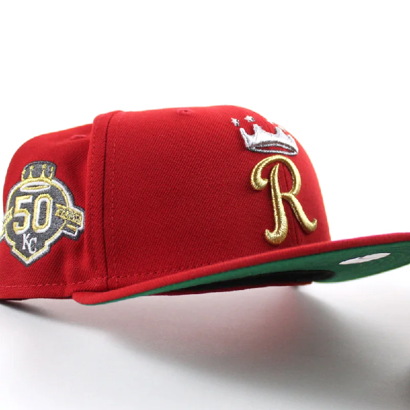 Kansas City Royals 50th Anniversary New Era 59Fifty Fitted Hat (Scarlet Red Green Under Brim)