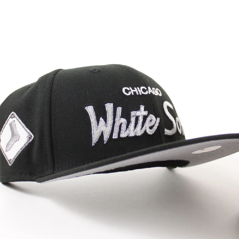 Chicago White Sox Socks Patch New Era Fitted 59Fifty Hat (Black Gray Under Brim)