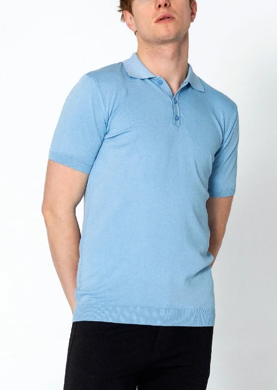 Lightweight Tonal-button Polo Tee - Blue