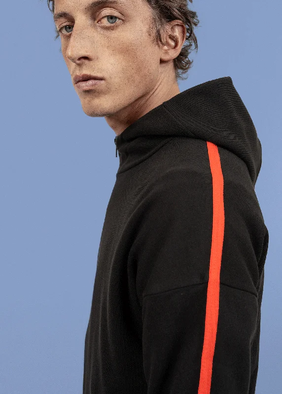 Saint Lunaire hooded sweatshirt - SAINT JAMES DAHO (NOIR/ROUGE)