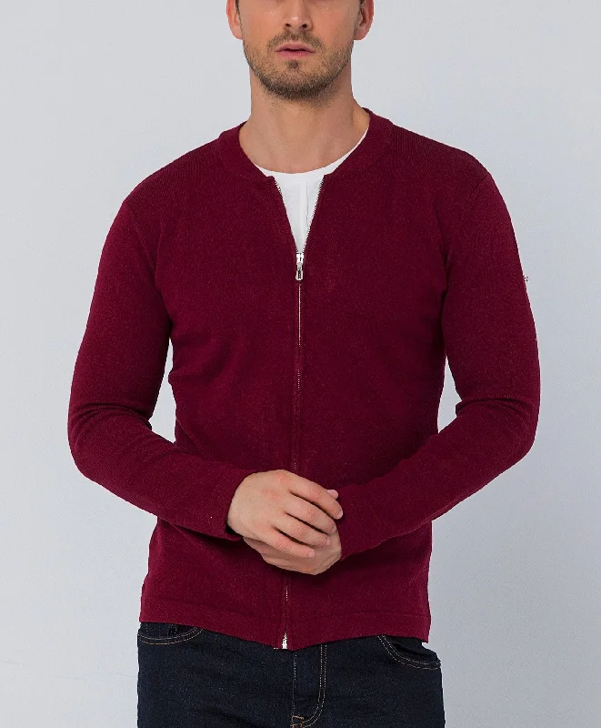 Full Zip Closure Cardigan - Burgundy