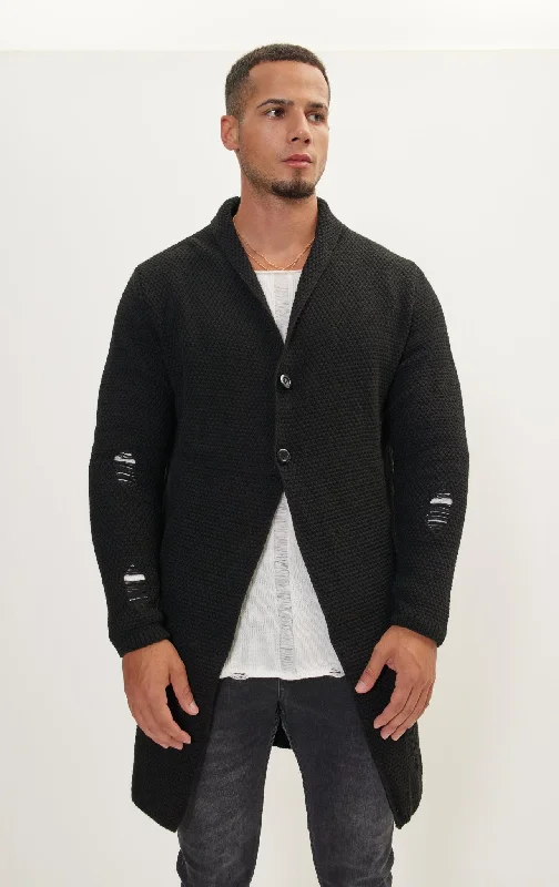 Distorted Knitted Cardigan - Black