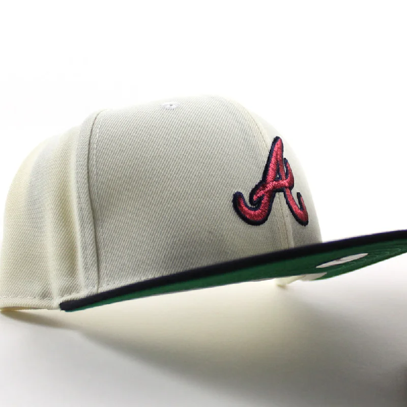 Atlanta Braves 40th ANNIVERSARY New Era 59Fifty Fitted Hat (Chrome White Navy Green Under Brim)