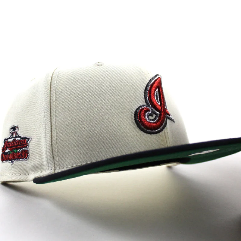 Cleveland Indians Champions ’95 New Era 59Fifty Fitted Hat (Chrome White Navy Green Under Brim)