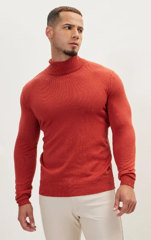 Classic Roll Neck Sweater - Brick