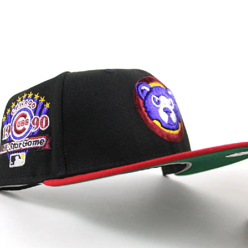 Chicago Cubs 1990 All Star Game New Era 59Fifty Fitted Hat (Black Scarlet Red Green Under Brim)