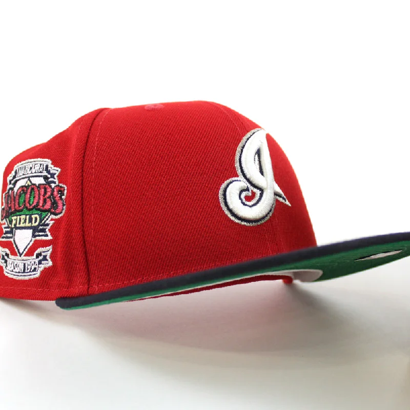 Cleveland Indians Jacobs Field New Era 59Fifty Fitted Hat (Scarlet Navy Green Under Brim)