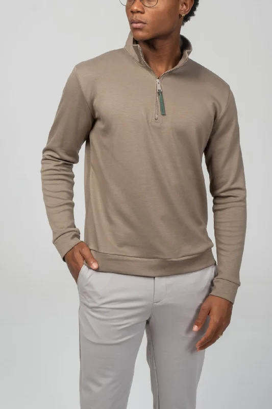 Zipper Up Jumper - Dark Beige