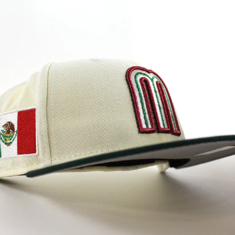 Mexico 2023 World Baseball Classic (WBC) New Era 59Fifty Fitted Hat (Chrome White Dark Green Gray Under Brim)