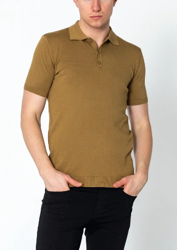 Lightweight Tonal-button Polo Tee - Mustard