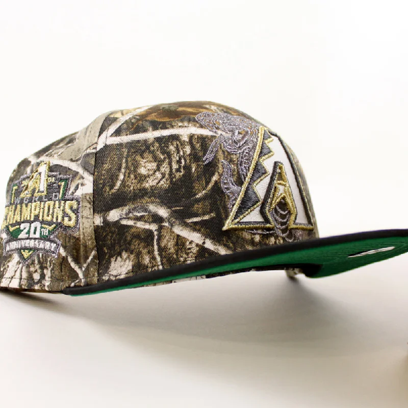 Arizona Diamondbacks 20th Anniversary New Era 59Fifty Fitted Hat (Glow in the Dark Real Tree Camo Tonal Black Green Under Brim)