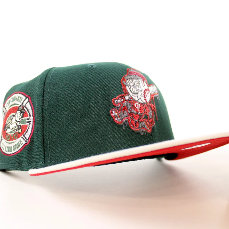 Cincinnati Reds 1970 All Star Game New Era 59Fifty Fitted Hat (Drip logo Dark Green Stone Red Under Brim)