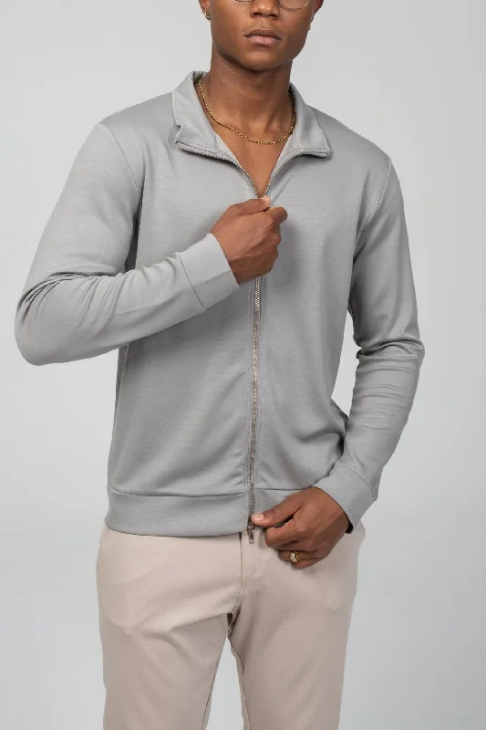 Full Zipper-Up Sweater - Gray