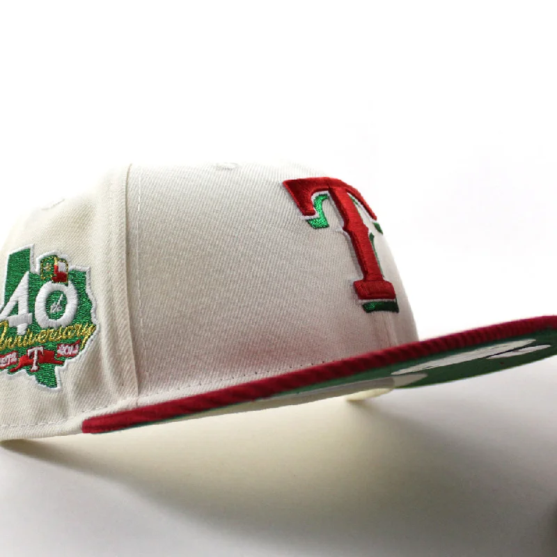 Texas Rangers 40th anniversary New Era 59Fifty Fitted Hat (Chrome White Scarlet Red Green Under Brim)