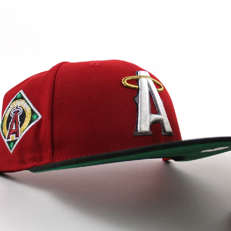 Anaheim Angels Angles BaseBall New Era 59Fifty Fitted Hat (Scarlet Red Black Green Under Brim)