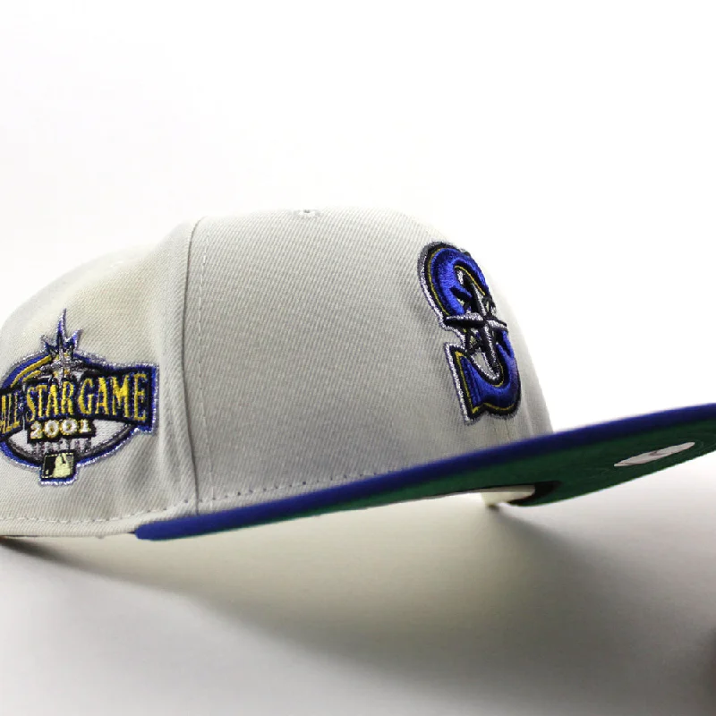 Seattle Mariners 2001 All Star Game New Era 59Fifty Fitted Hat (Chrome White Royal Blue Green Under Brim)