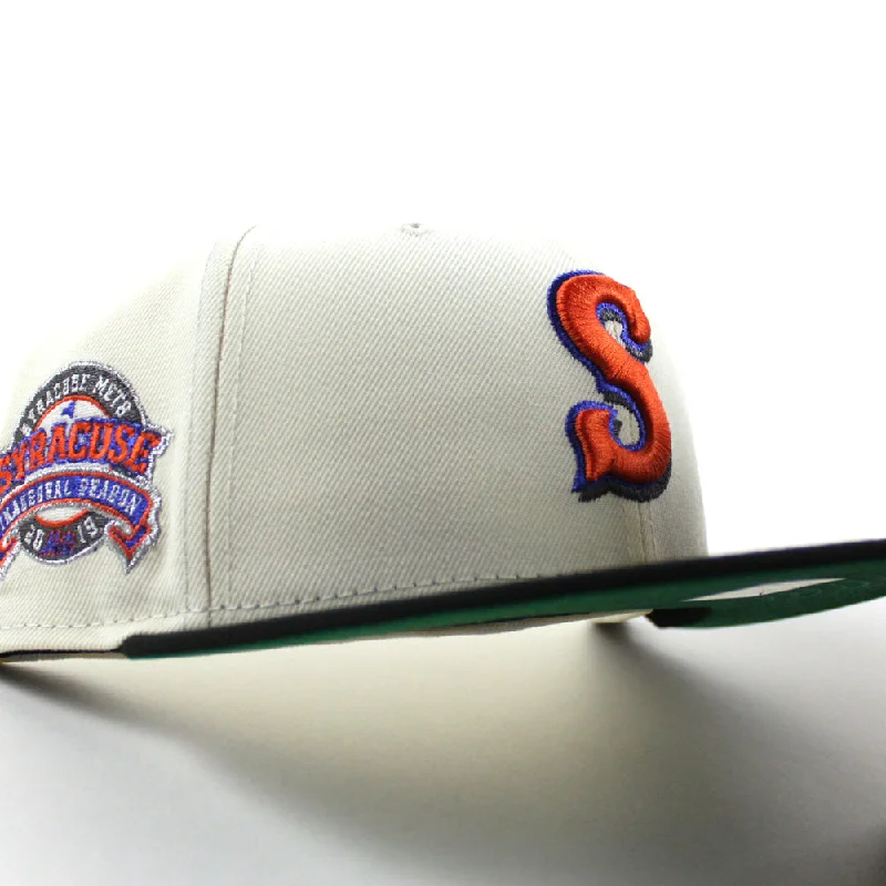 Syracuse Mets Inaugural Season New Era 59Fifty Fitted Hat (Chrome White Black Green Under Brim)