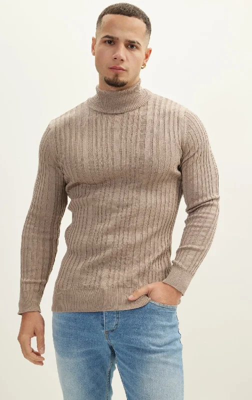 Roll Neck Ribbed Sweater - Vizon