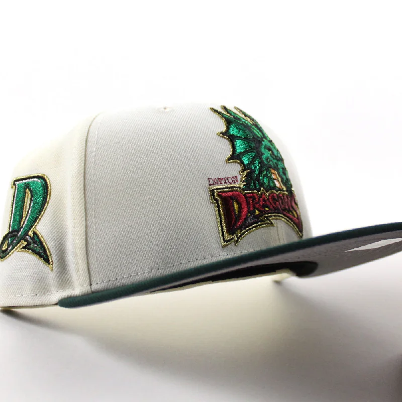 Dayton Dragons D Patch New Era 59Fifty Fitted Hat (Chrome White Dark Green Gray Under Brim)