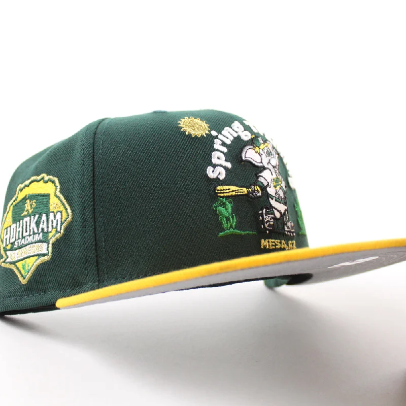 Oakland Athletics Spring Training Hohokam Stadium New Era 59Fifty Fitted Hat (Dark Green Yellow Gray Under Brim)