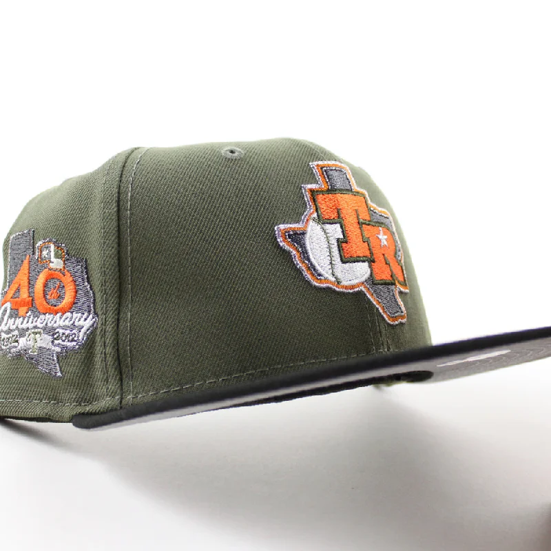 Texas Rangers 40th Anniversary New Era 59Fifty Fitted Hat (Olive Green Black Gray Under Brim)