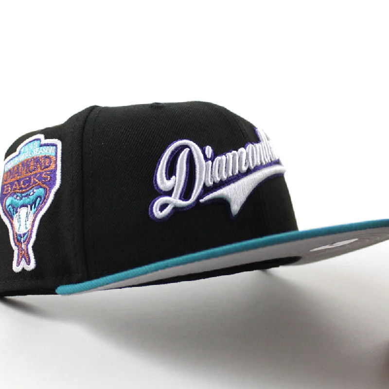 Arizona Diamondbacks 1998 Inaugural Season New Era 59Fifty Fitted Hat (Black Aqua Gray Under Brim)