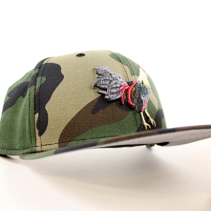 ROOSTER New Era 59Fifty Fitted Hat (WoodLand Camo Gray Under Brim)