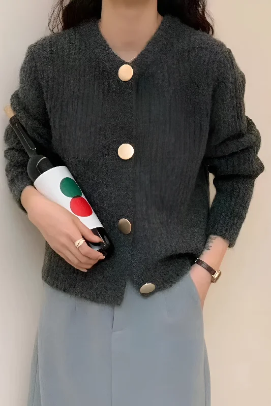 Solid Button Sweater Cardigan