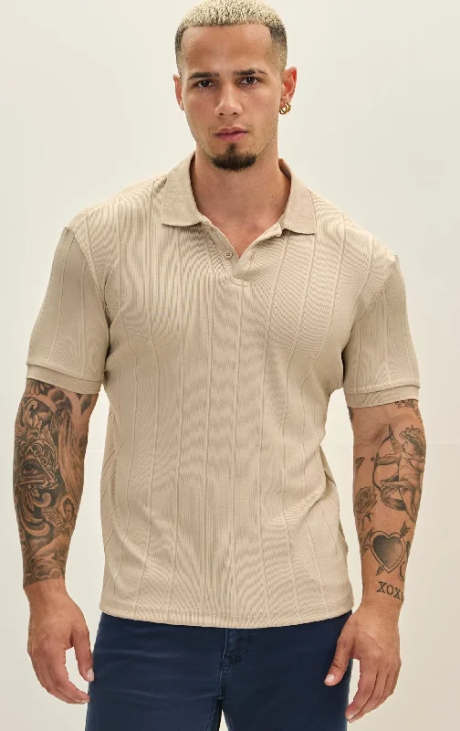 Fine Ribbed Polo Shirt - Grey