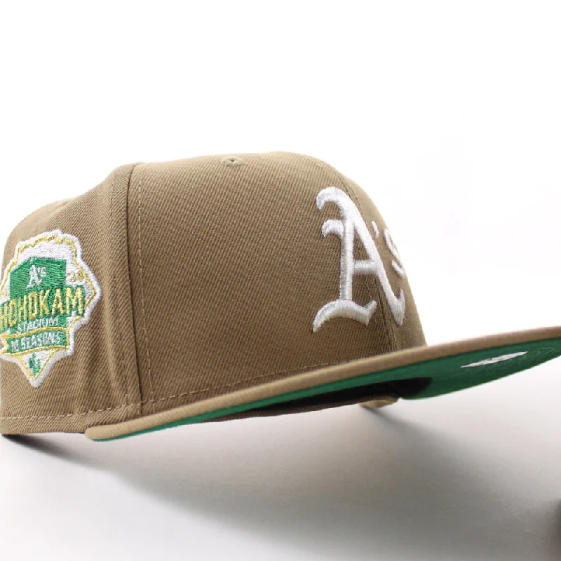 Oakland Athletics Hohokam Stadium 70 Season New Era 59Fifty Fitted Hat (Khaki Green Under Brim)