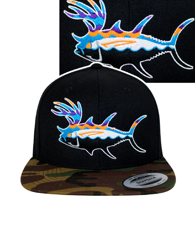 "Buck-Eye Explorer" Unisex Black & Camo Flatbill Snapback Hat