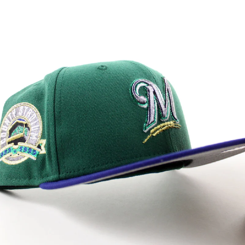 Milwaukee Brewers County Stadium New Era 59Fifty Fitted Hat (Emerald Green Royal Blue Gray Under Brim)