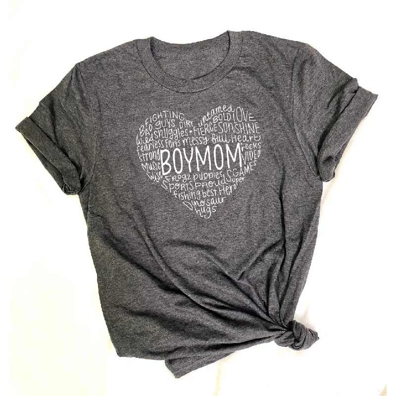 Boymom Full Heart Dark Grey Tee