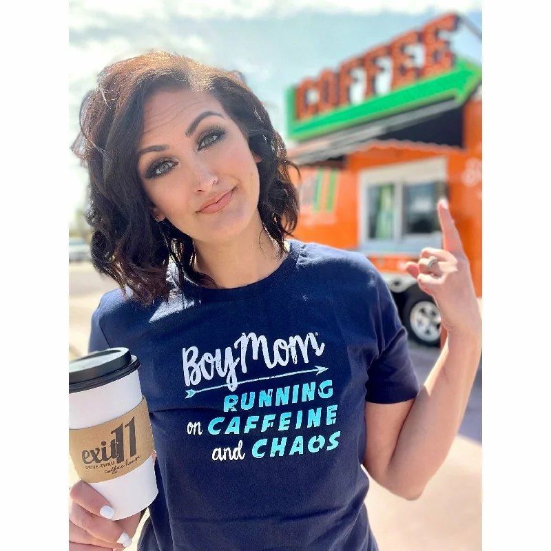 Boymom Running on Caffeine and Chaos Tee