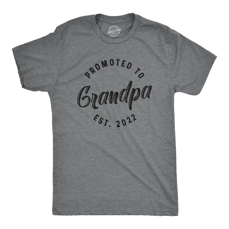 Crazy Dog Mens Promoted To Grandpa 2024 2023 2022 Graphic T Shirt New Baby Family Tee