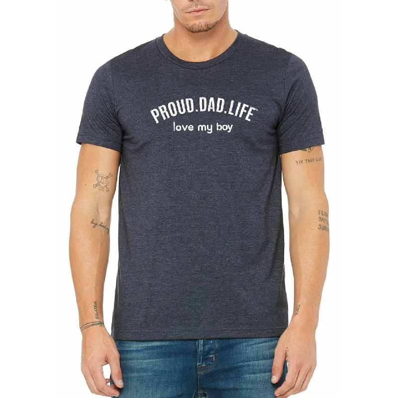 Proud.Dad.Life Love My Boy (SINGULAR) - Heather Navy Tee