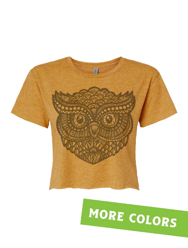 Zentangle Owl · Cropped T-Shirt · Tonal