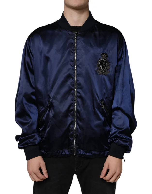 Dolce & Gabbana  Crown Heart Full Zip Men Bomber Men's Jacket (Pre-Owned)